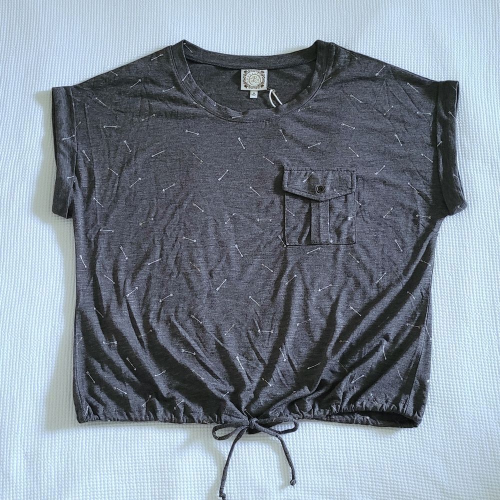 TRU Self Charcoal Space Dye Arrow🏹 Top - NWT